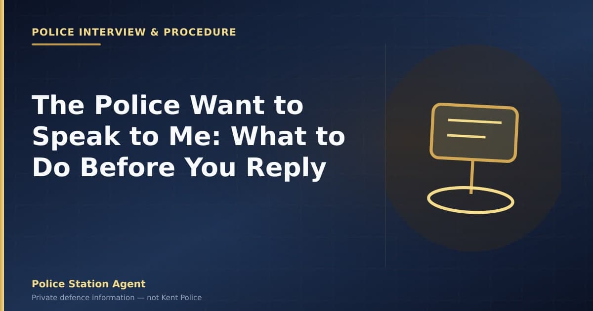 Professional desk with UK legal branding — advice when the police want to speak to you