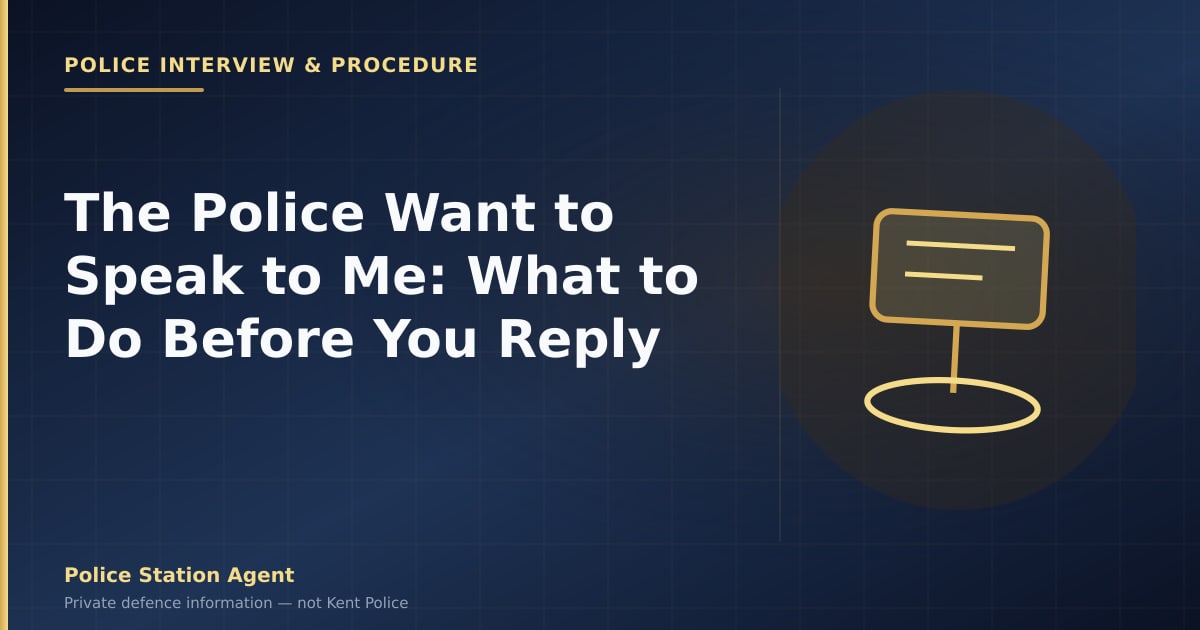 Professional desk with UK legal branding. Advice when the police want to speak to you